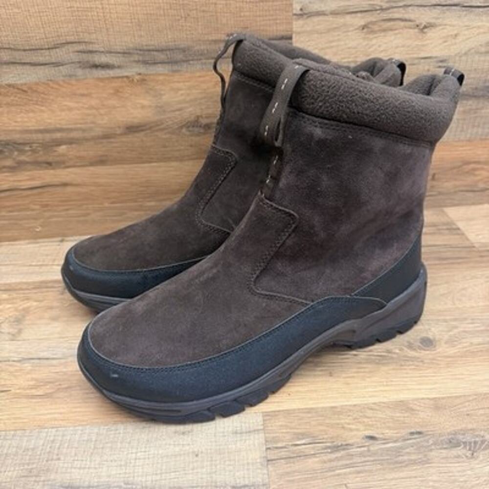 LL Bean Men's size 12 Brown Suede Zip Lined Ankle Boots